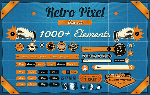 Set +1000 GUI Retro Pixel