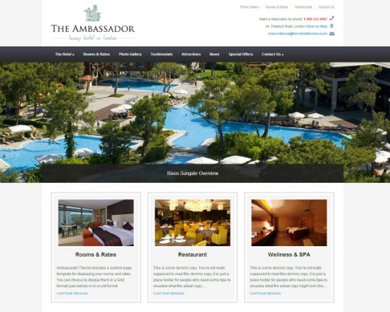 Ambassador, un tema de WordPress para hoteles