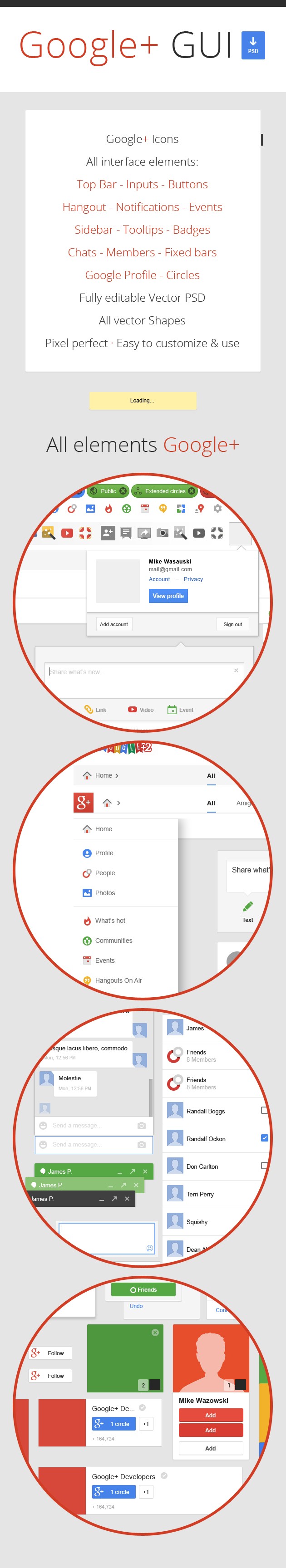 Descarga Google Plus Template en PSD