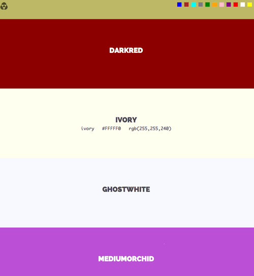 CSS Colours – Guía de colores por nombre, valor hexadecimal y RGB