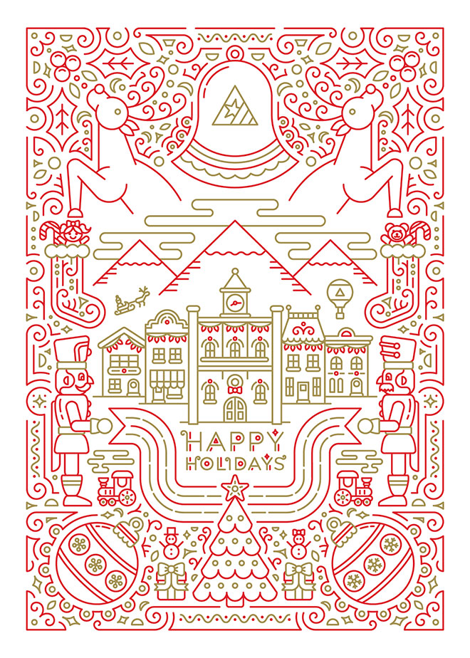 Holiday Card - Diseño lineal colorido