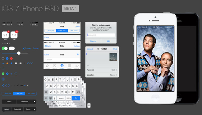 PSD interfaz de iOS 7 en iPhone