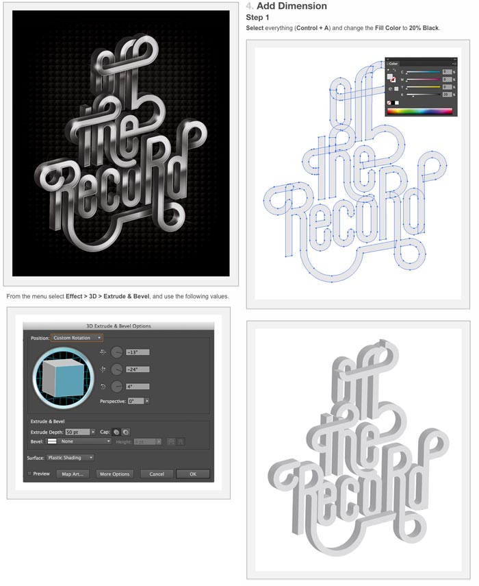 Efectos de Texto en 3D – Tutoriales con Illustrator